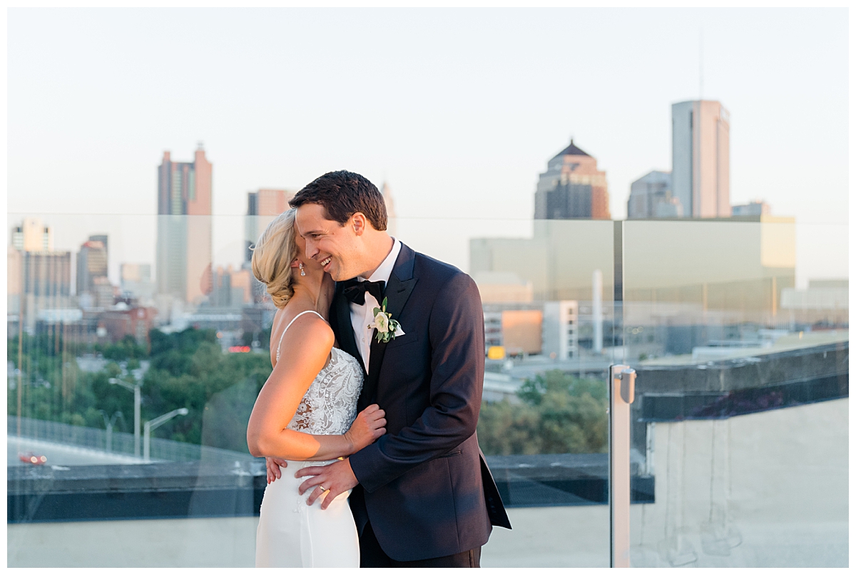 Sunset pictures for bride and groom at Revery reception in Columbus, Ohio photographed by Ashleigh Grzybowski an Ohio wedding photographer
