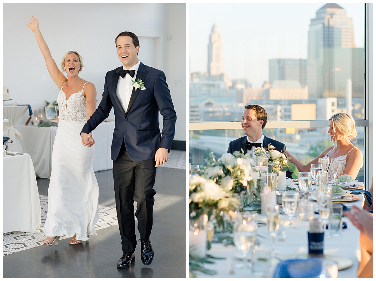 Bride and Groom walking into Revery reception in Columbus, Ohio photographed by Ashleigh Grzybowski an Ohio wedding photographer