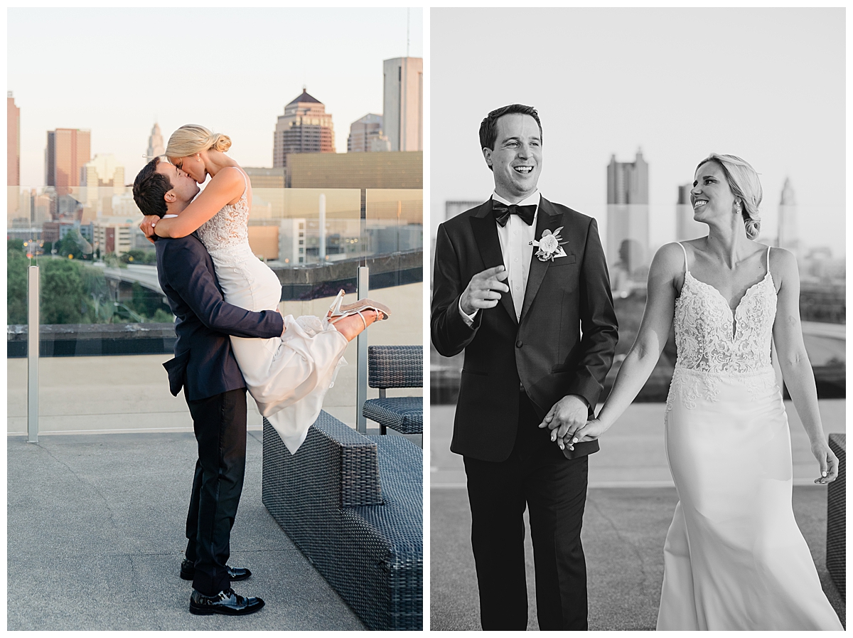 Sunset pictures for bride and groom at Revery reception in Columbus, Ohio photographed by Ashleigh Grzybowski an Ohio wedding photographer