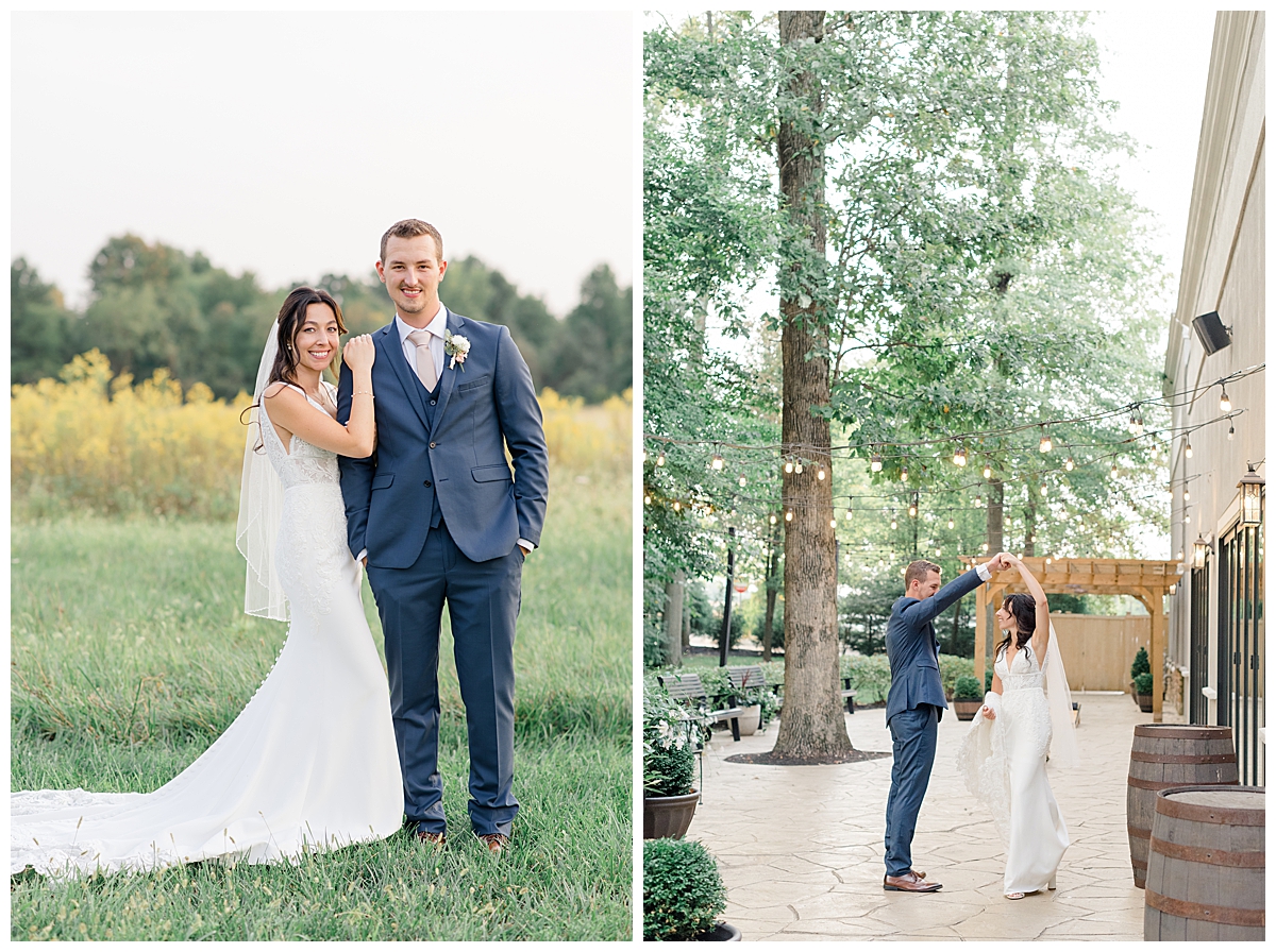 Bride and Groom smiling at Brookshire event venue in Columbus, Ohio photographed by Ashleigh Grzybowski an Ohio Wedding Photographer