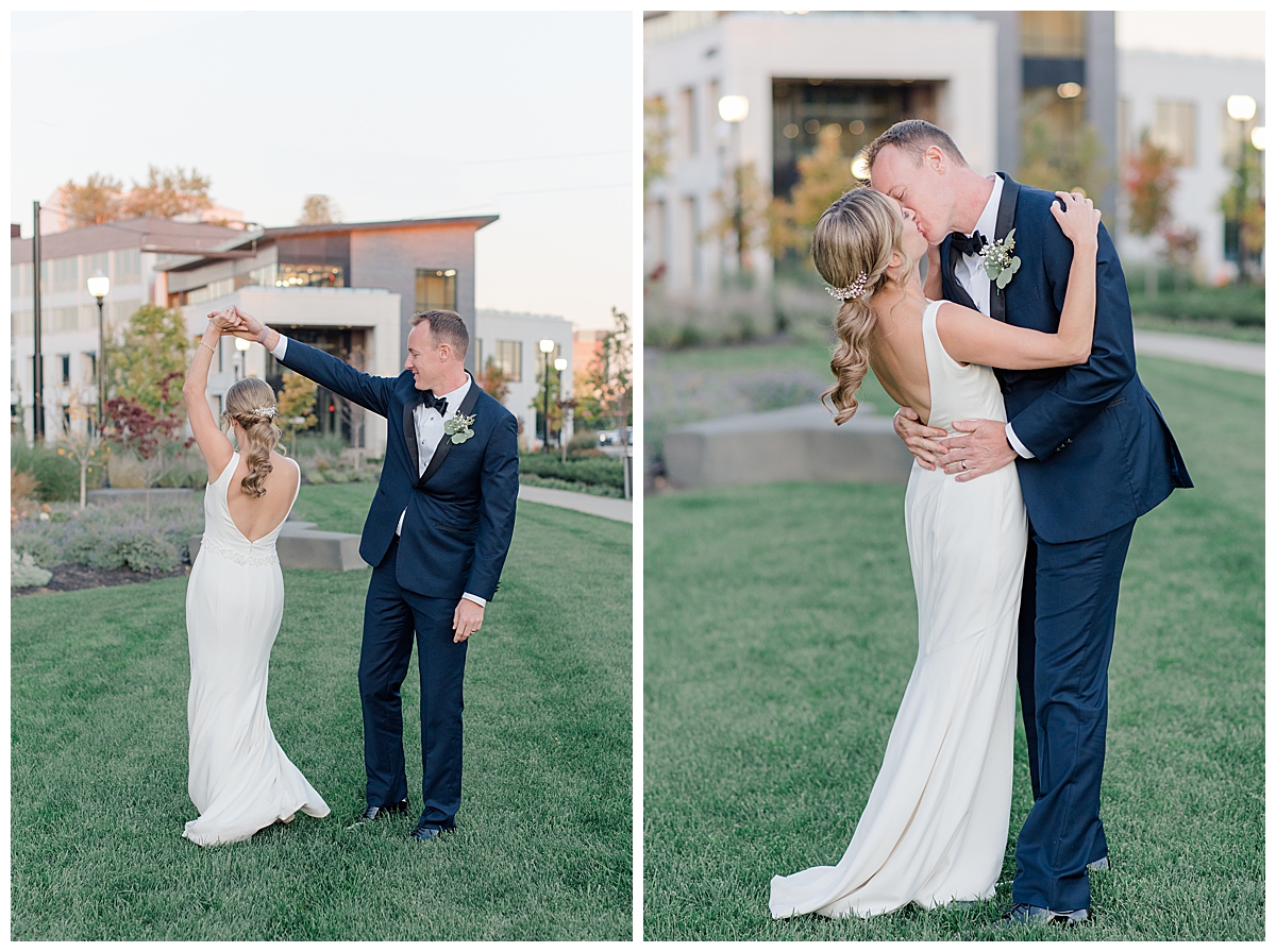 Bride and Groom dancing at The Fives wedding in downtown Columbus, Ohio taken by Ashleigh Grzybowski an Ohio Wedding Photographer