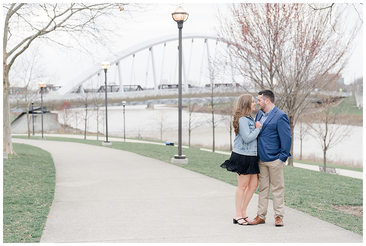 Downtown Columbus Ohio proposal at Mcferson Commons photographed by Ohio Wedding Photographer Ashleigh Grzybowski