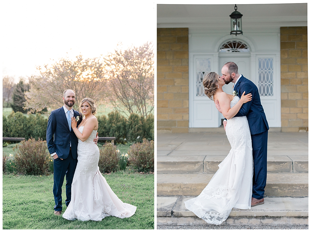Sunset portraits in Columbus, Ohio during wedding on an estate photographed by Ashleigh Grzybowski