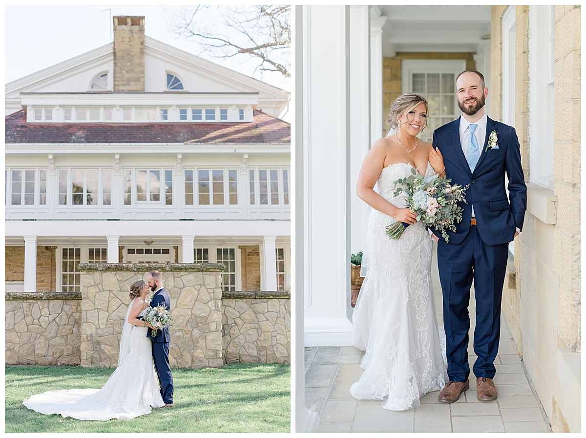 Bride and Groom portraits at the Bryn Du Mansion estate in Columbus, Ohio photographed by Ashleigh Grzybowski