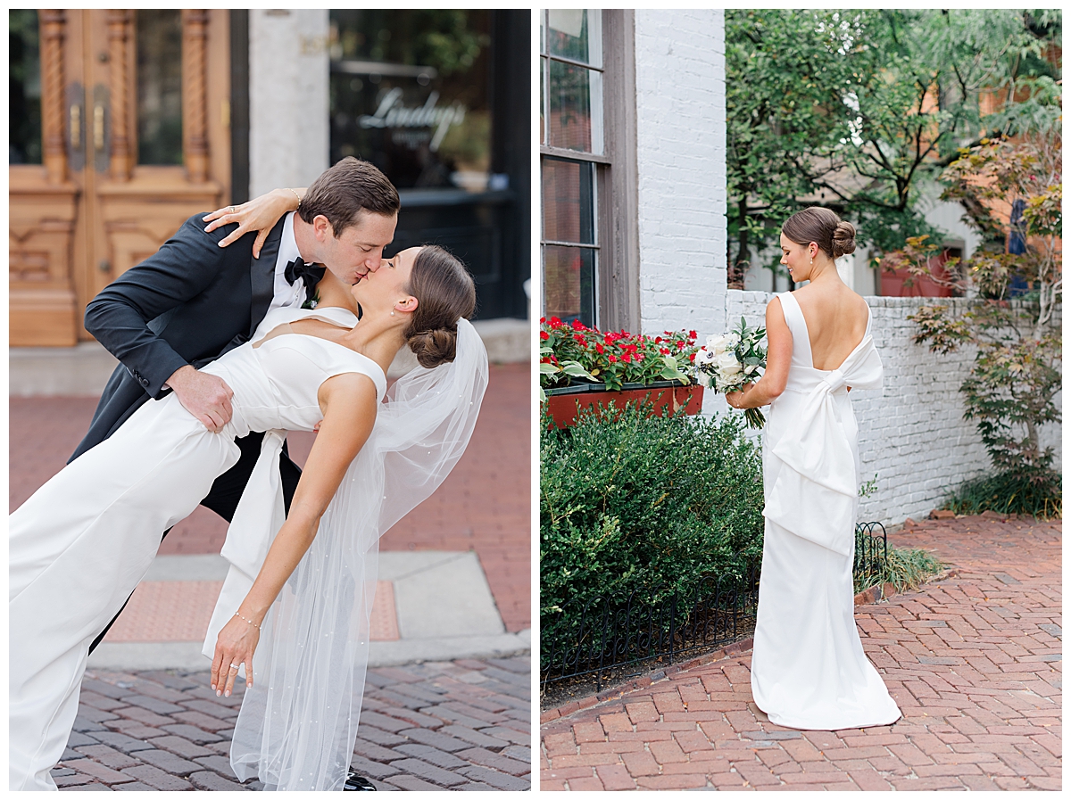 Bride and groom pictures in German Village taken by Columbus, Ohio wedding photographer