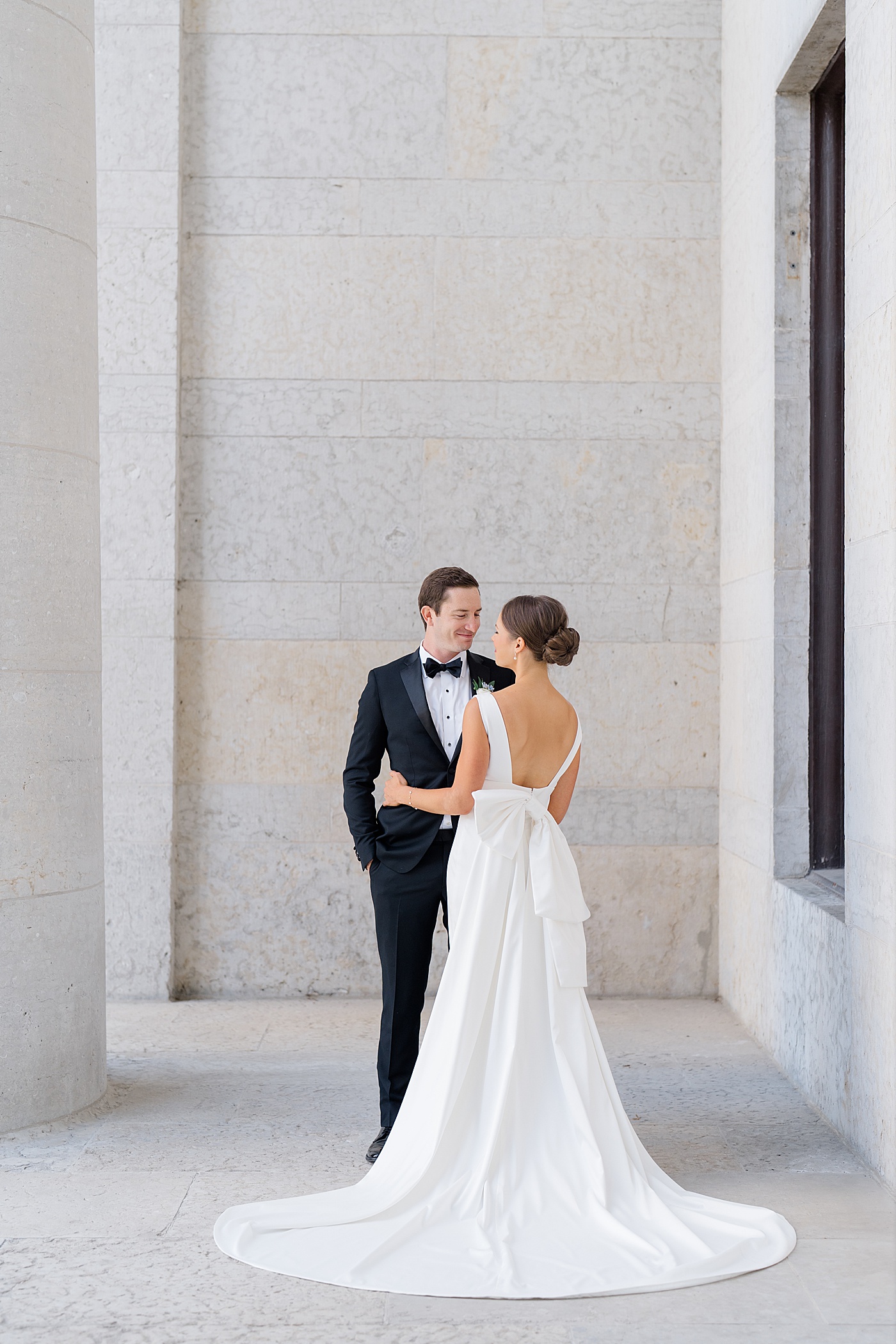 Bride and Groom smiling at Ohio State House for their Pinnacle Golf Club Wedding in Columbus, Ohio